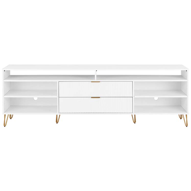 Image 1 DUMBO 85" Mid-Century Modern TV Stand with 6 Shelves and 2 Drawers in