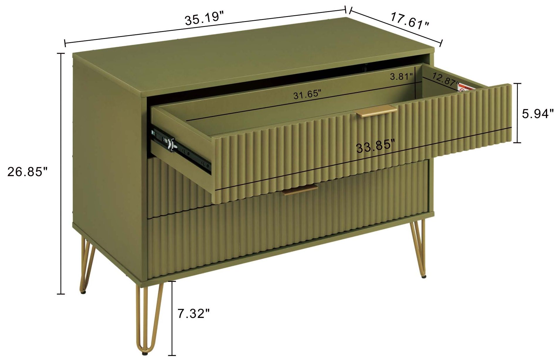 Image 3 DUMBO Dresser in Olive Green more views