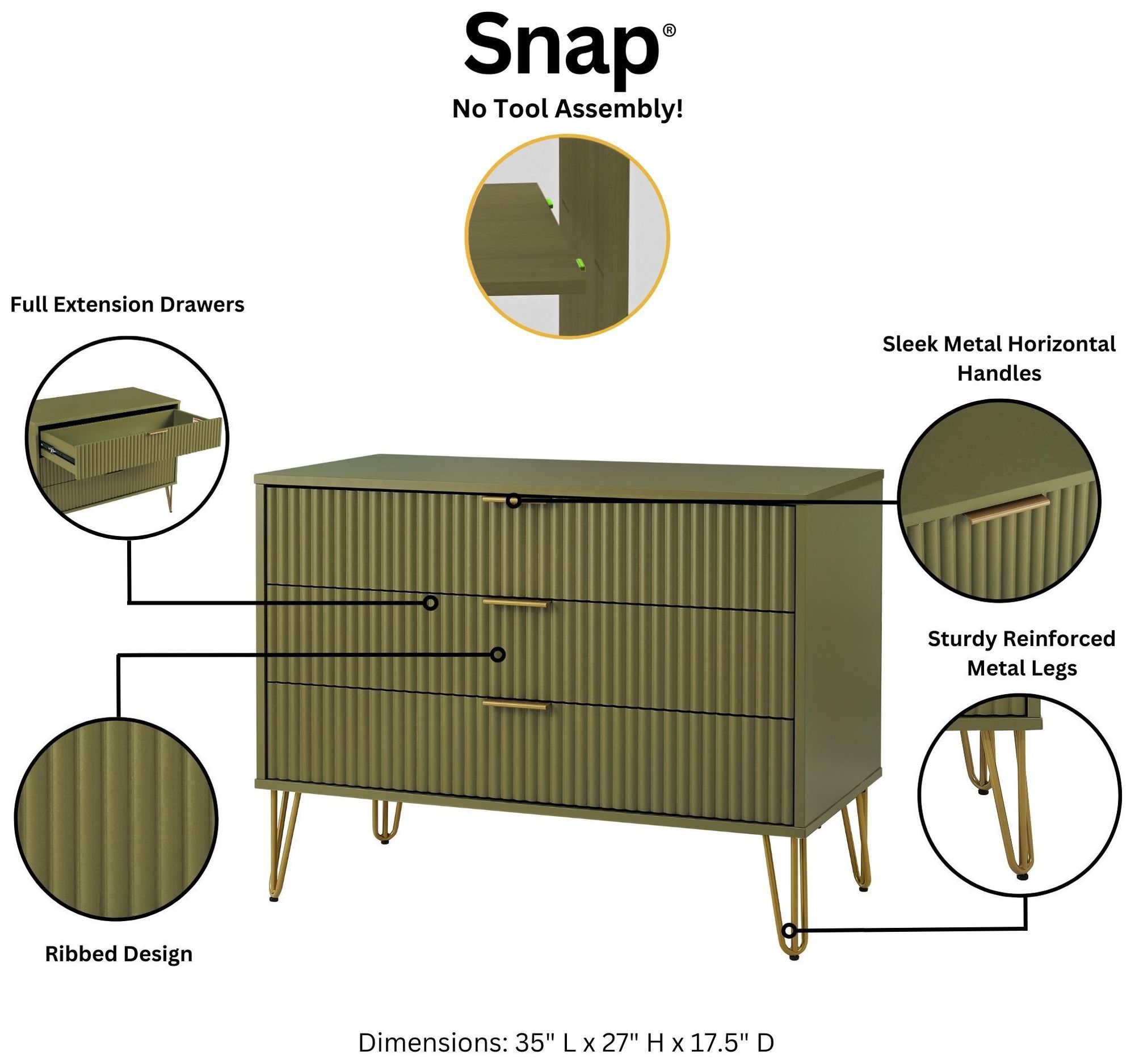 Image 4 DUMBO Dresser in Olive Green more views