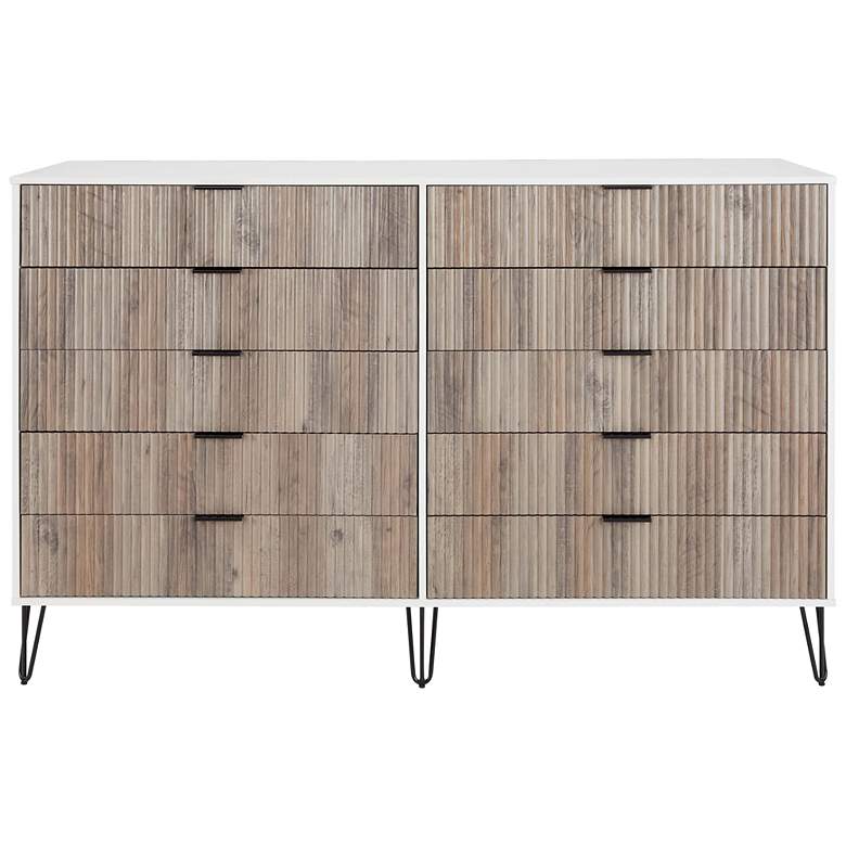 Image 1 DUMBO Modern 10-Drawer Double Tall Dresser in White and Grey