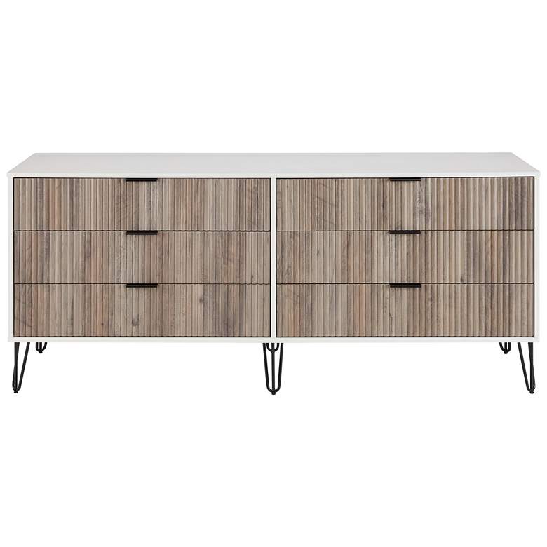 Image 1 DUMBO Modern 6-Drawer Double Low Dresser in White and Grey
