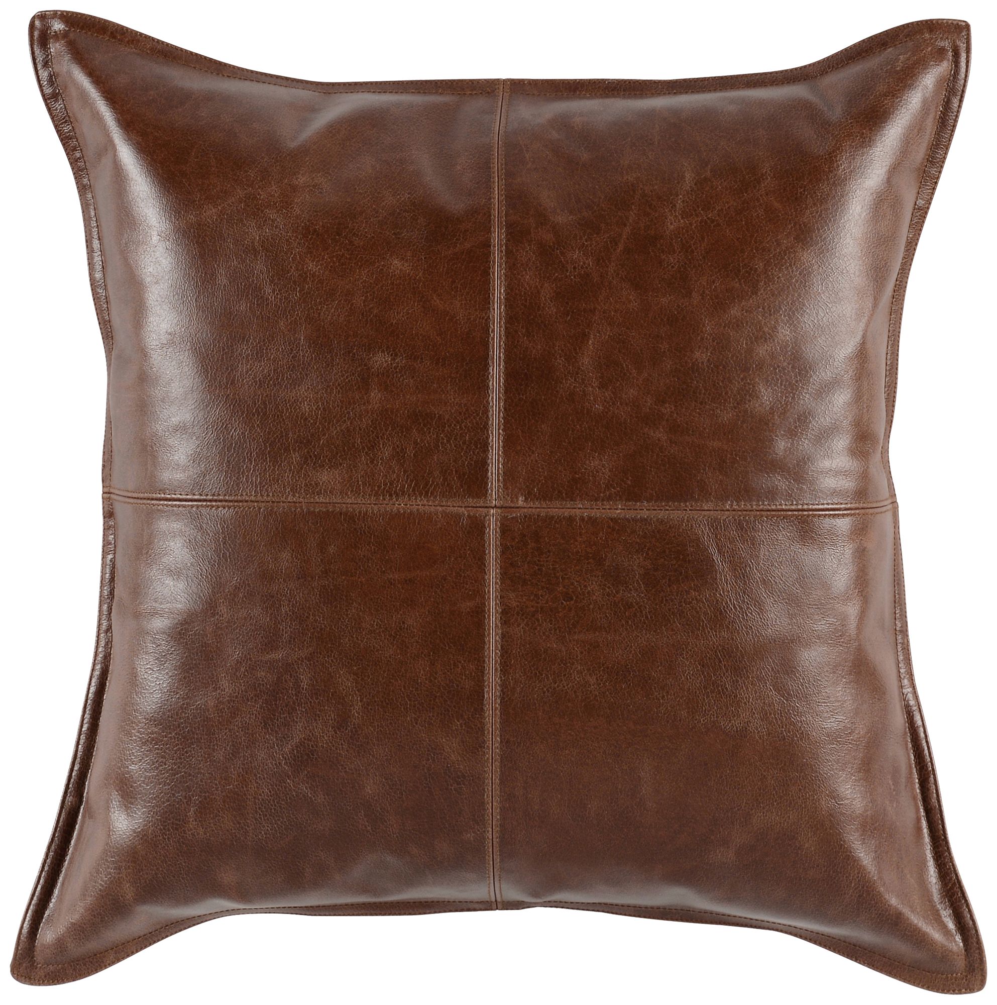 Image 2 Dumont Classic Brown Leather 22" Square Decorative Pillow