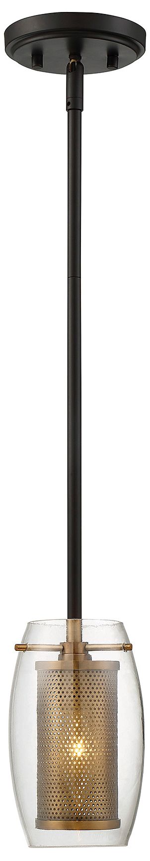 Dunbar 1-Light Mini-Pendant in Warm Brass with Bronze Accents