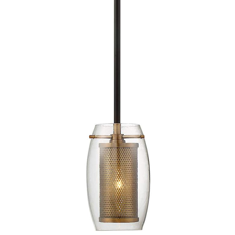 Image 1 Dunbar 1-Light Mini-Pendant in Warm Brass with Bronze Accents