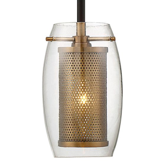 Image 3 Dunbar 1-Light Mini-Pendant in Warm Brass with Bronze Accents more views