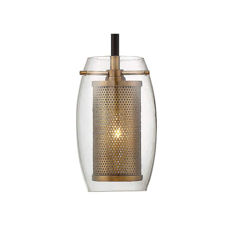 Image 2 Dunbar 1-Light Mini-Pendant in Warm Brass with Bronze Accents more views