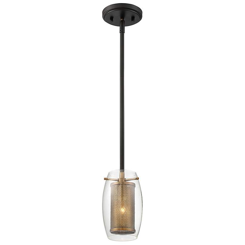 Image 3 Dunbar 1-Light Mini-Pendant in Warm Brass with Bronze Accents more views