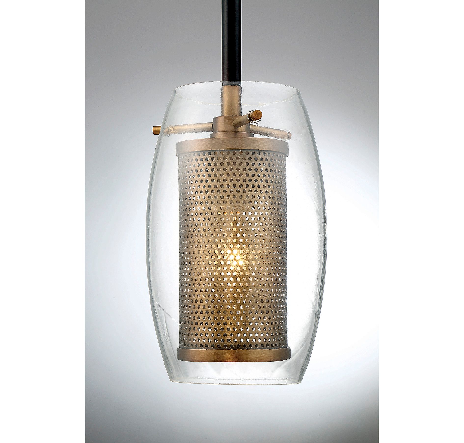 Image 5 Dunbar 1-Light Mini-Pendant in Warm Brass with Bronze Accents more views