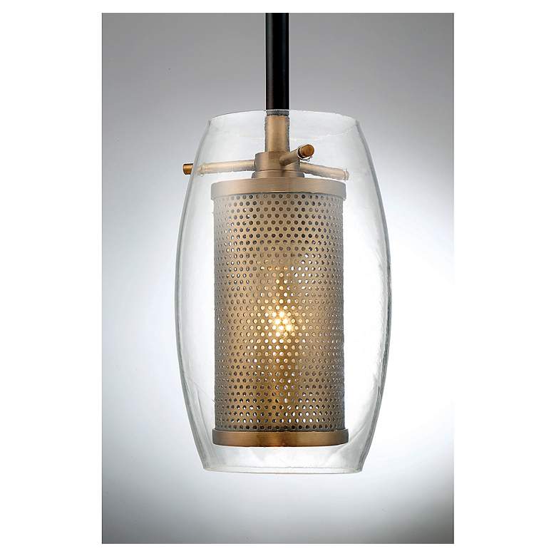 Image 4 Dunbar 1-Light Mini-Pendant in Warm Brass with Bronze Accents more views