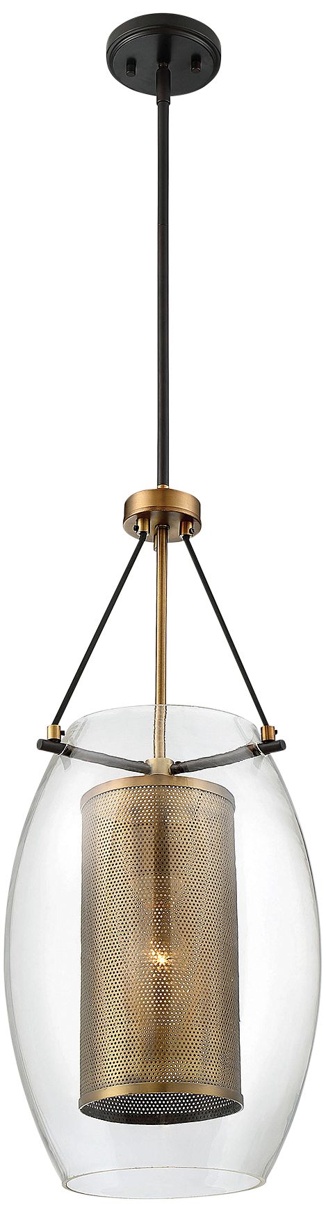 Image 3 Dunbar 1-Light Pendant in Warm Brass with Bronze Accents more views