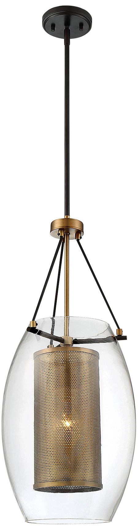 Image 4 Dunbar 1-Light Pendant in Warm Brass with Bronze Accents more views