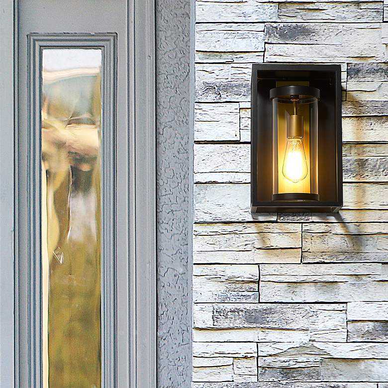 Image 1 Dunbroch 13 inch High Deep Bronze and Brass Outdoor Wall Light