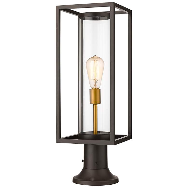 Image 1 Dunbroch 23 3/4" High Black and Brass Outdoor Pier Light