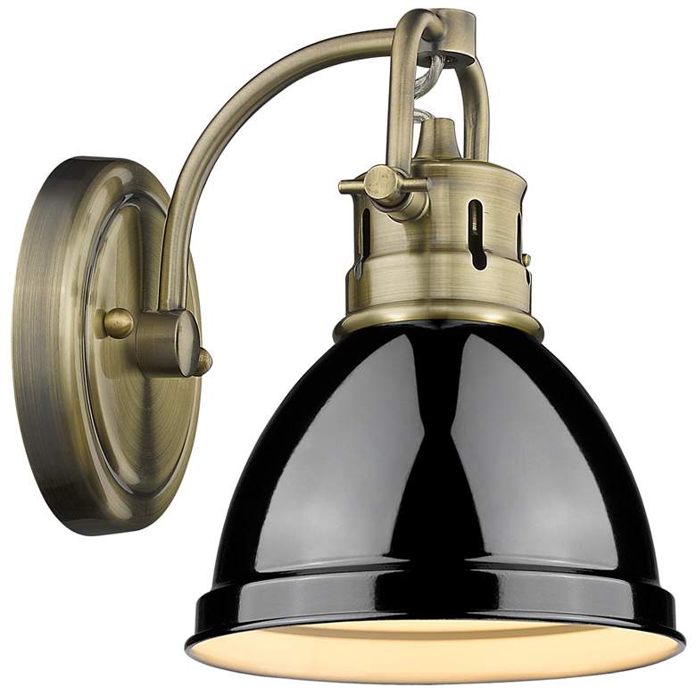 Image 1 Duncan 1-Light Bath Vanity in Aged Brass with Black