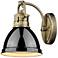 Duncan 1-Light Bath Vanity in Aged Brass with Black
