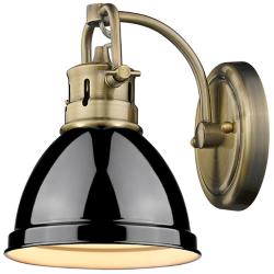 Duncan 1-Light Bath Vanity in Aged Brass with Black