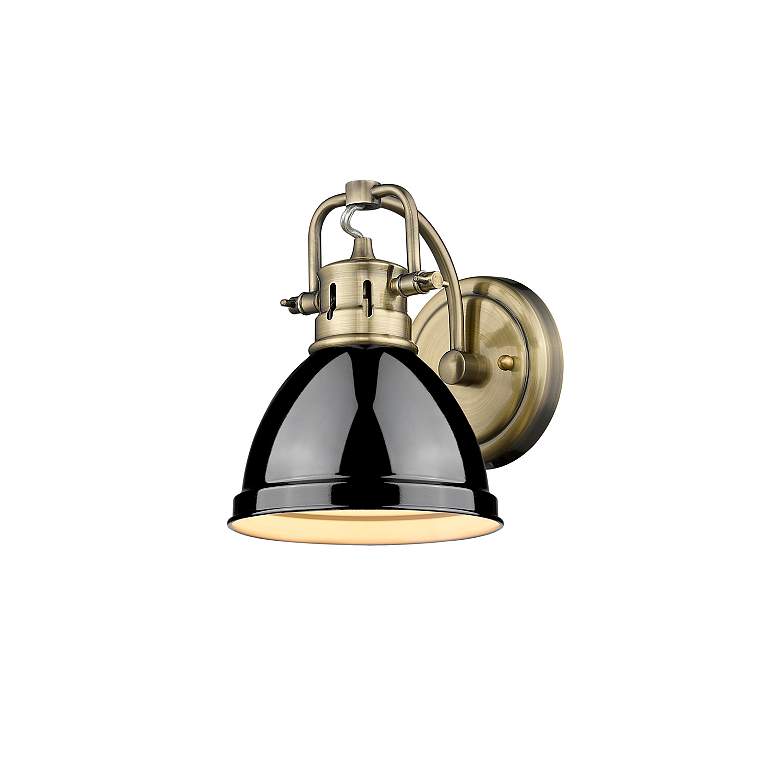 Image 2 Duncan 1-Light Bath Vanity in Aged Brass with Black more views