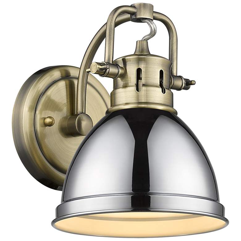 Image 1 Duncan 1-Light Bath Vanity in Aged Brass with Chrome