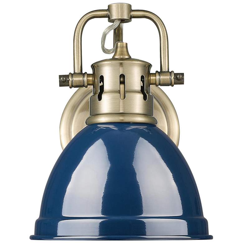 Image 1 Duncan 1-Light Bath Vanity in Aged Brass with Matte Navy