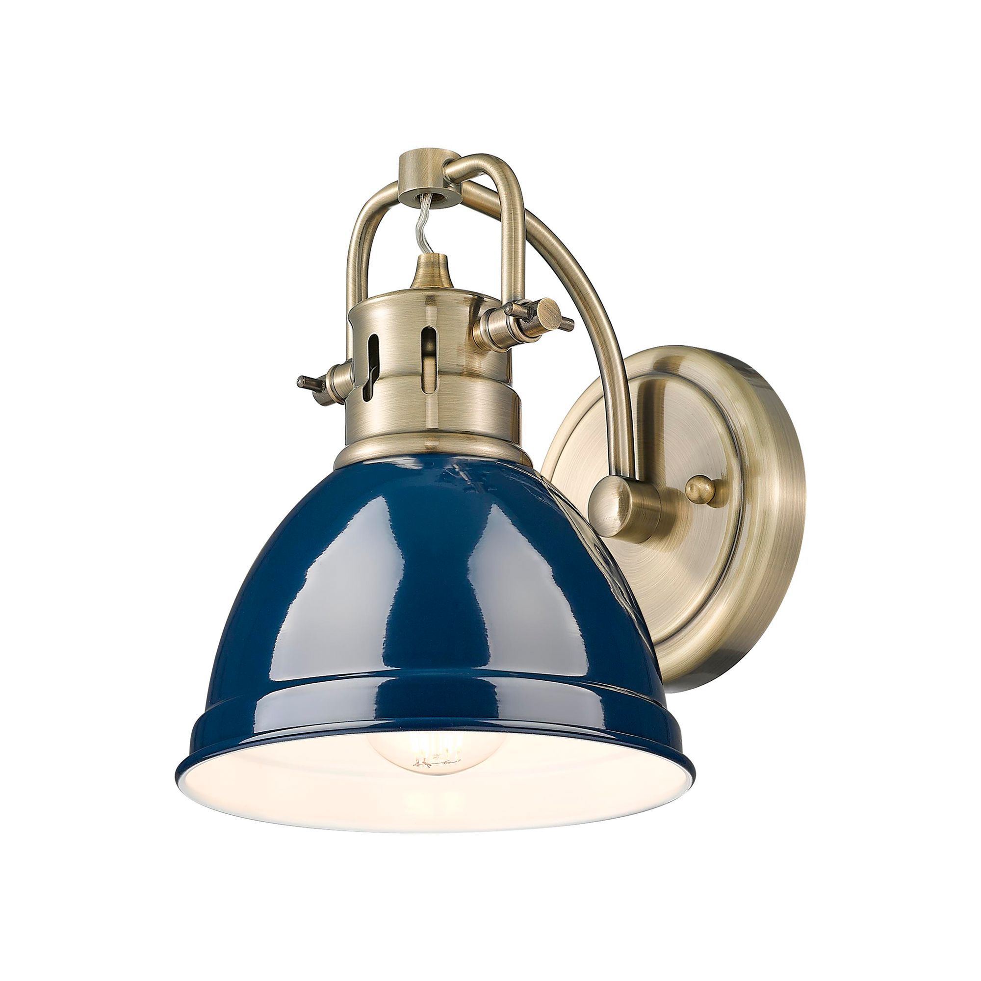 Image 2 Duncan 1-Light Bath Vanity in Aged Brass with Matte Navy more views