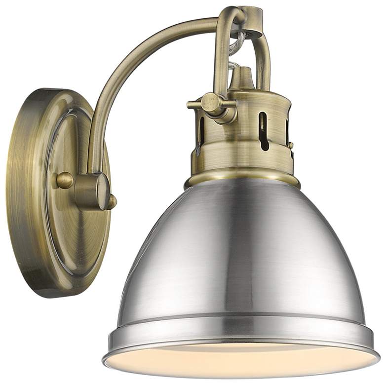 Image 1 Duncan 1-Light Bath Vanity in Aged Brass with Pewter