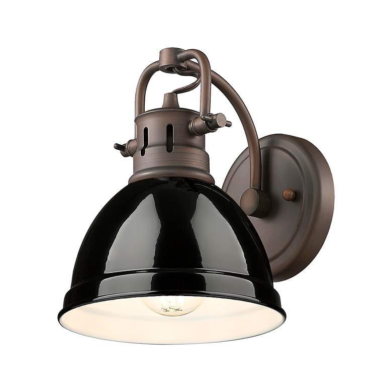 Image 2 Duncan 1-Light Bath Vanity in Rubbed Bronze with Black more views