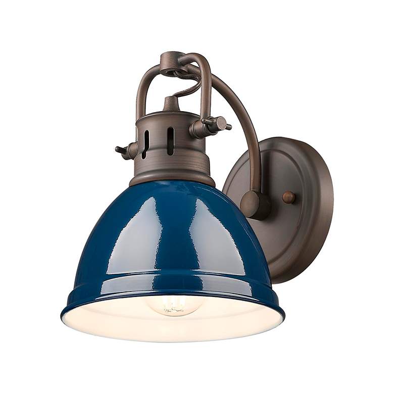 Image 2 Duncan 1-Light Bath Vanity in Rubbed Bronze with Matte Navy more views
