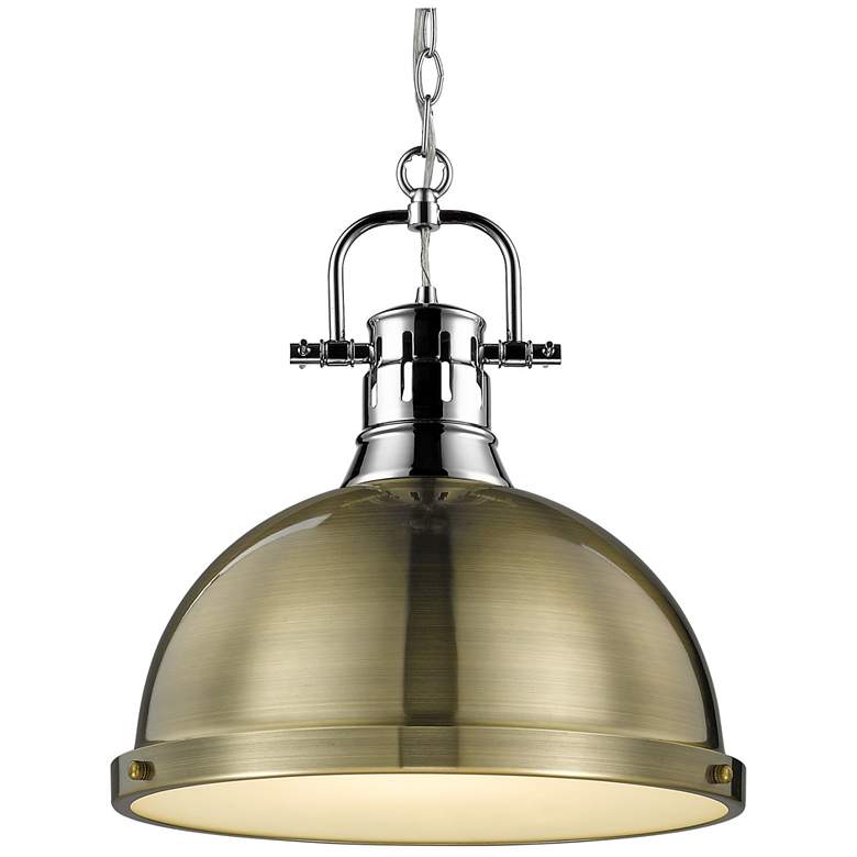 Image 1 Duncan 1-Light Pendant with Chain in Chrome with Aged Brass