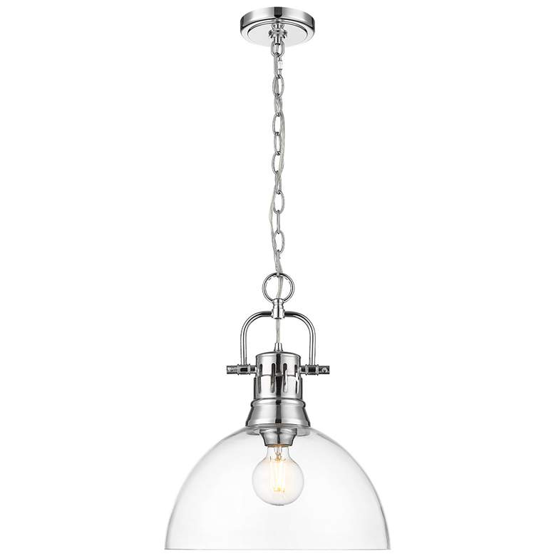 Image 1 Duncan 1-Light Pendant with Chain in Chrome with Clear Glass