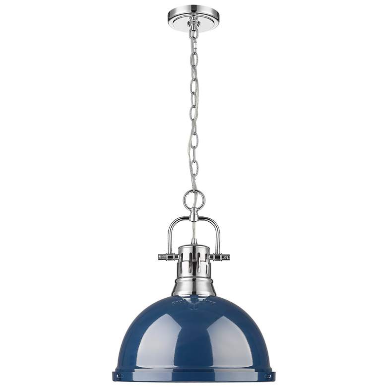 Image 1 Duncan 1-Light Pendant with Chain in Chrome with Matte Navy