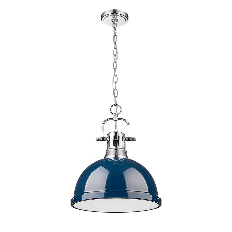 Image 2 Duncan 1-Light Pendant with Chain in Chrome with Matte Navy more views