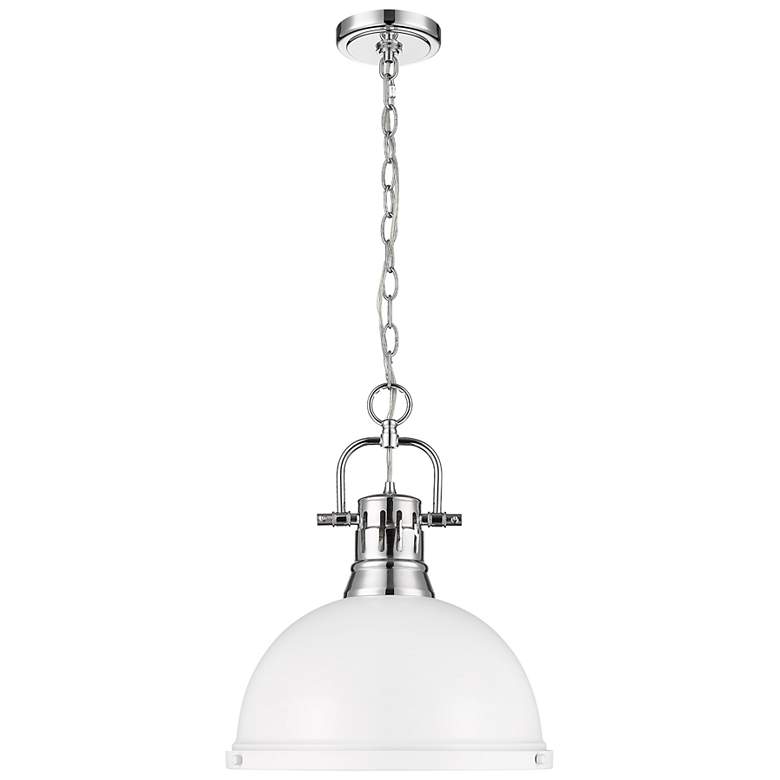 Image 1 Duncan 1-Light Pendant with Chain in Chrome with Matte White
