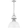 1_Duncan 1-Light Pendant with Chain in Chrome with Matte White