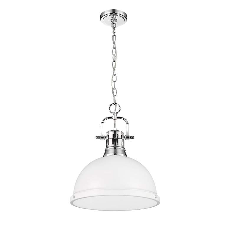 Image 2 Duncan 1-Light Pendant with Chain in Chrome with Matte White more views