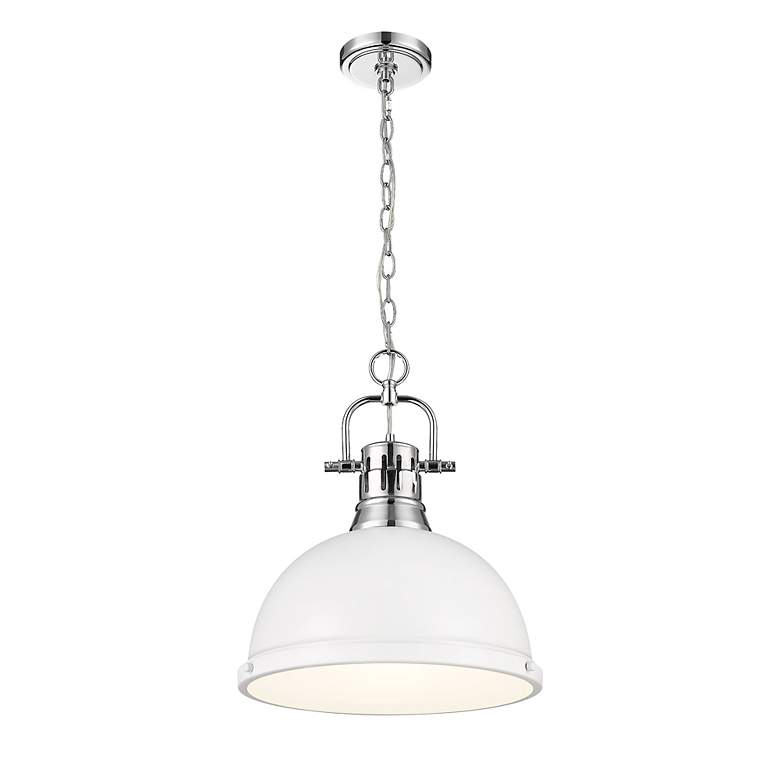 Image 3 Duncan 1-Light Pendant with Chain in Chrome with Matte White more views
