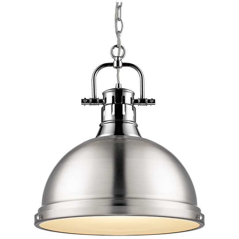Image 1 Duncan 1-Light Pendant with Chain in Chrome with Pewter