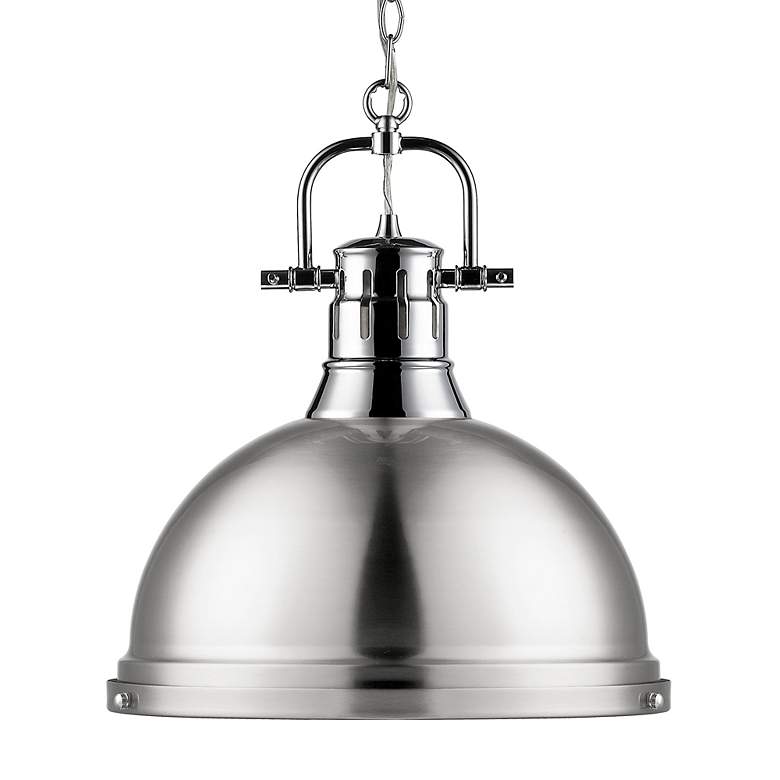 Image 2 Duncan 1-Light Pendant with Chain in Chrome with Pewter more views
