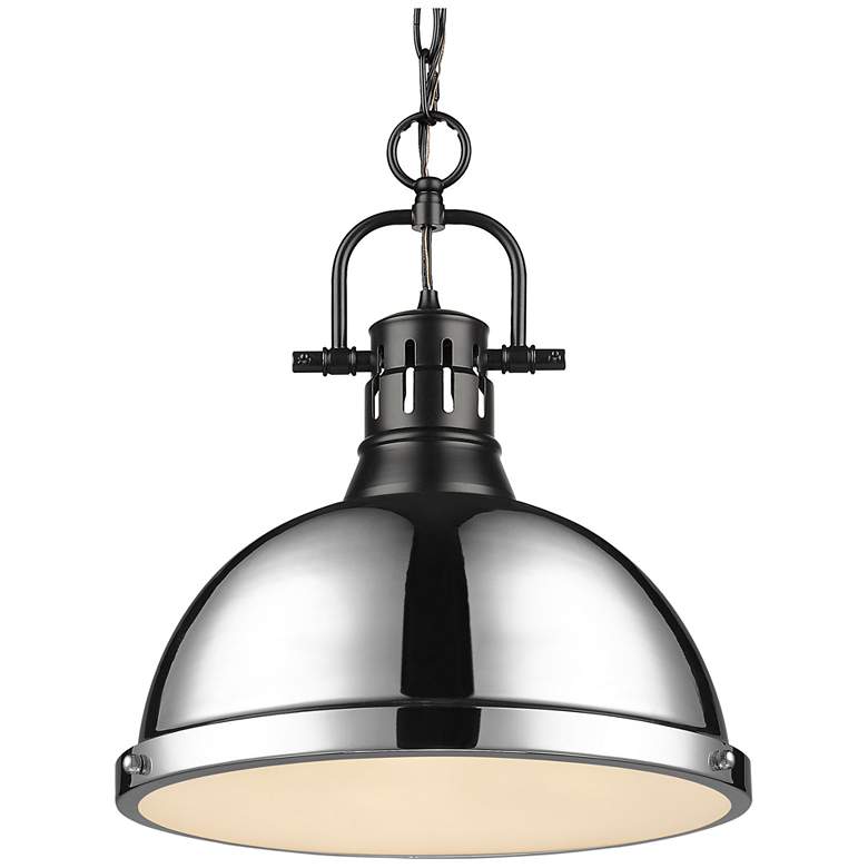 Image 1 Duncan 1-Light Pendant with Chain in Matte Black with Chrome