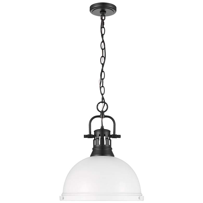 Image 1 Duncan 1-Light Pendant with Chain in Matte Black with Matte White