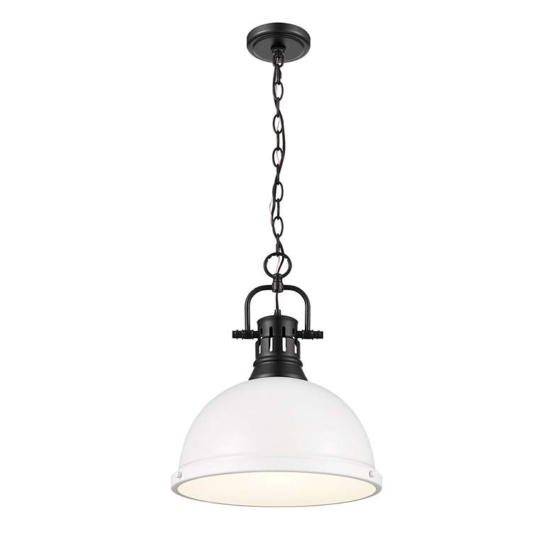 Image 2 Duncan 1-Light Pendant with Chain in Matte Black with Matte White more views