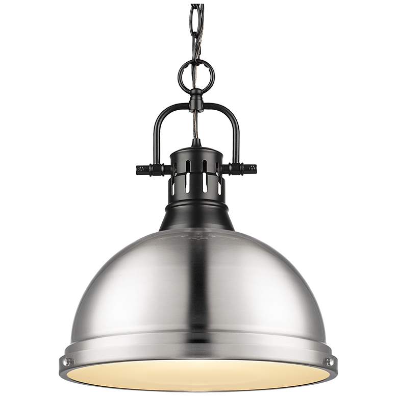 Image 1 Duncan 1-Light Pendant with Chain in Matte Black with Pewter