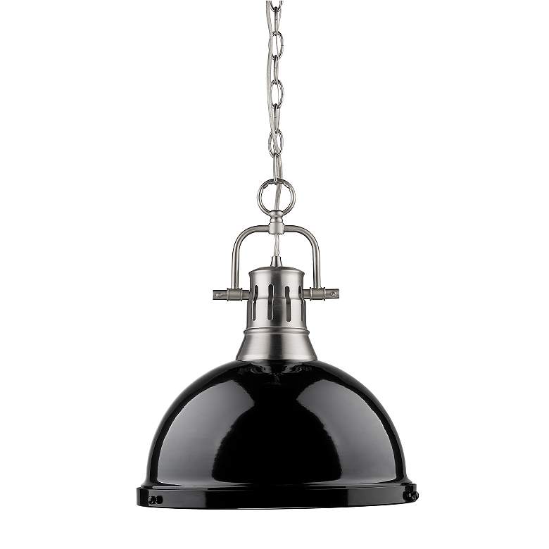 Image 2 Duncan 1-Light Pendant with Chain in Pewter with Black more views