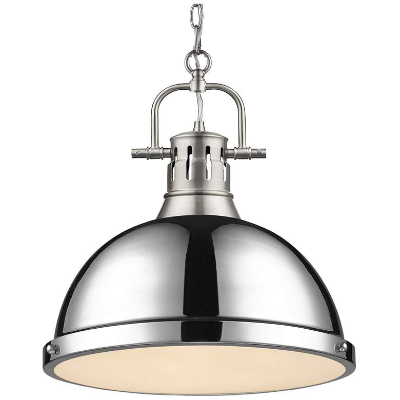 Image 1 Duncan 1-Light Pendant with Chain in Pewter with Chrome