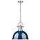 Duncan 1-Light Pendant with Chain in Pewter with Matte Navy