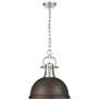 1_Duncan 1-Light Pendant with Chain in Pewter with Rubbed Bronze