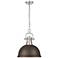 Duncan 1-Light Pendant with Chain in Pewter with Rubbed Bronze