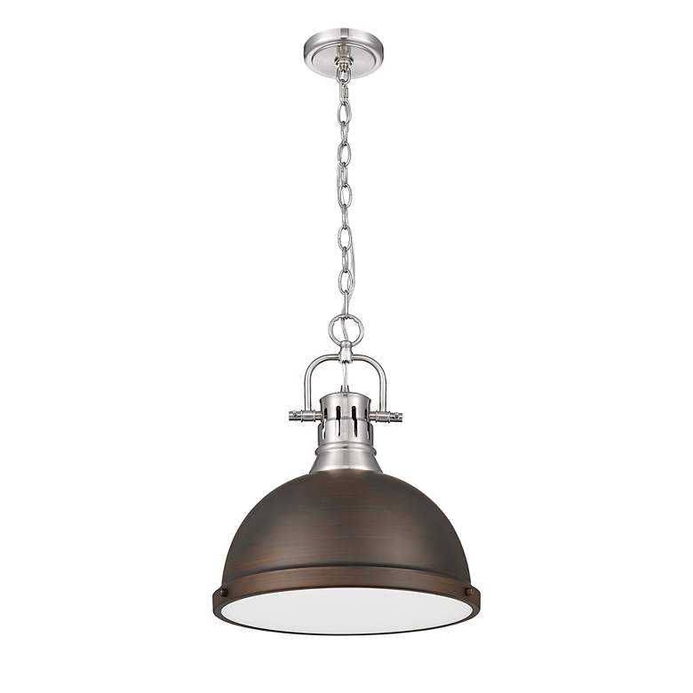 Image 2 Duncan 1-Light Pendant with Chain in Pewter with Rubbed Bronze more views