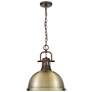1_Duncan 1-Light Pendant with Chain in Rubbed Bronze with Aged Brass