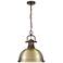 Duncan 1-Light Pendant with Chain in Rubbed Bronze with Aged Brass