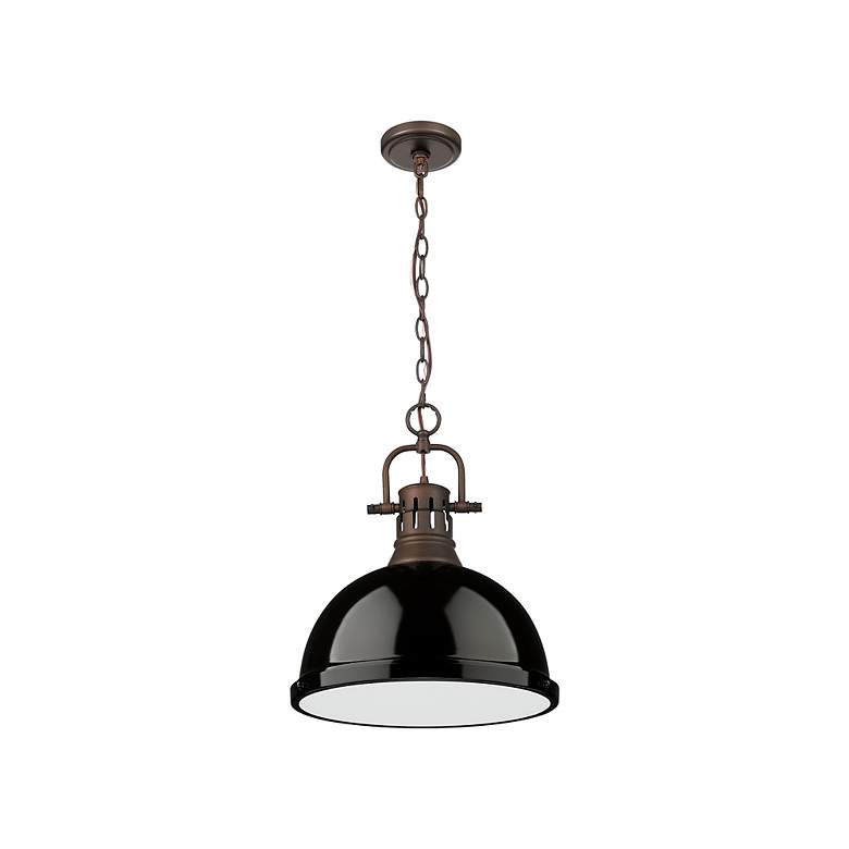 Image 3 Duncan 1-Light Pendant with Chain in Rubbed Bronze with Black more views
